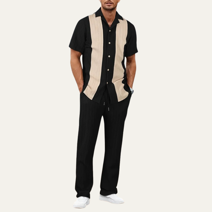 The Chianti Men’s Trendy Striped 2 Piece Outfit Set – Shirt and Pants