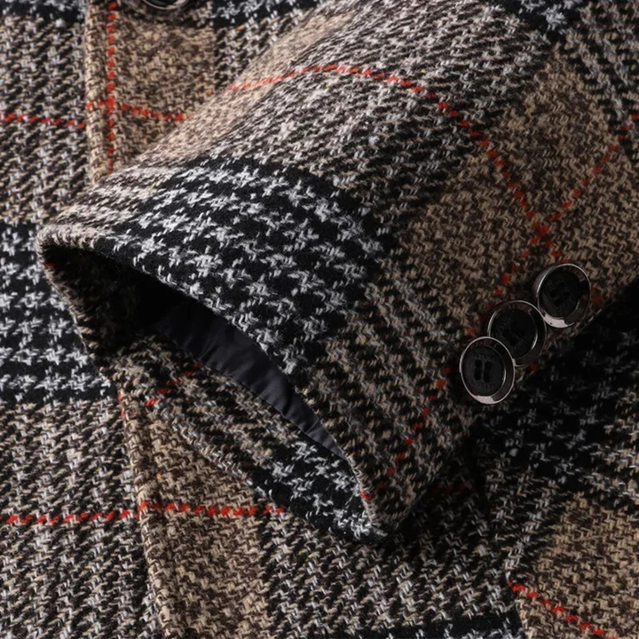 The Monopoli Men’s Slim Fit Check Plaid Tweed Blazer Suit