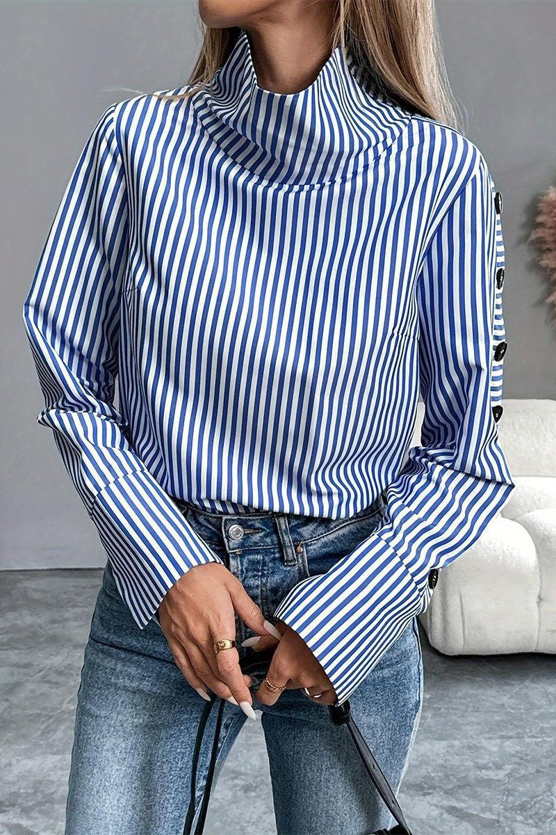 Lea | Classic Striped Long Sleeve Blouse