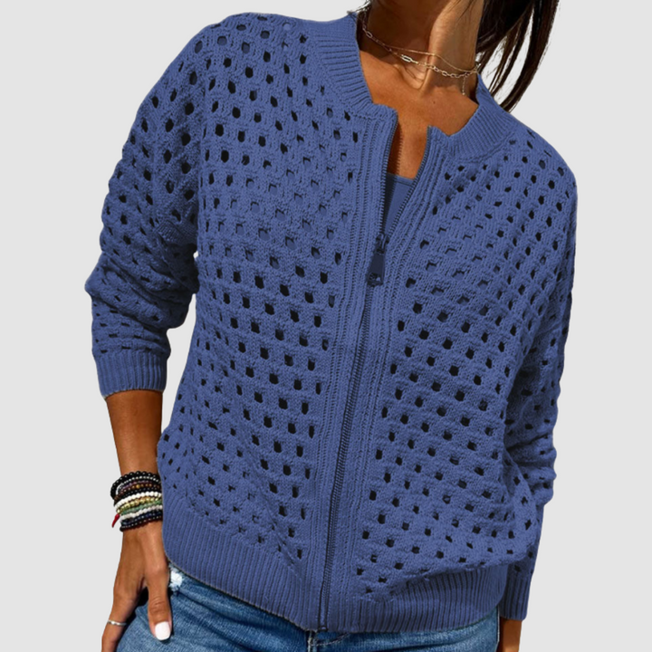 Desiree | Textured Zip Front Cardigan