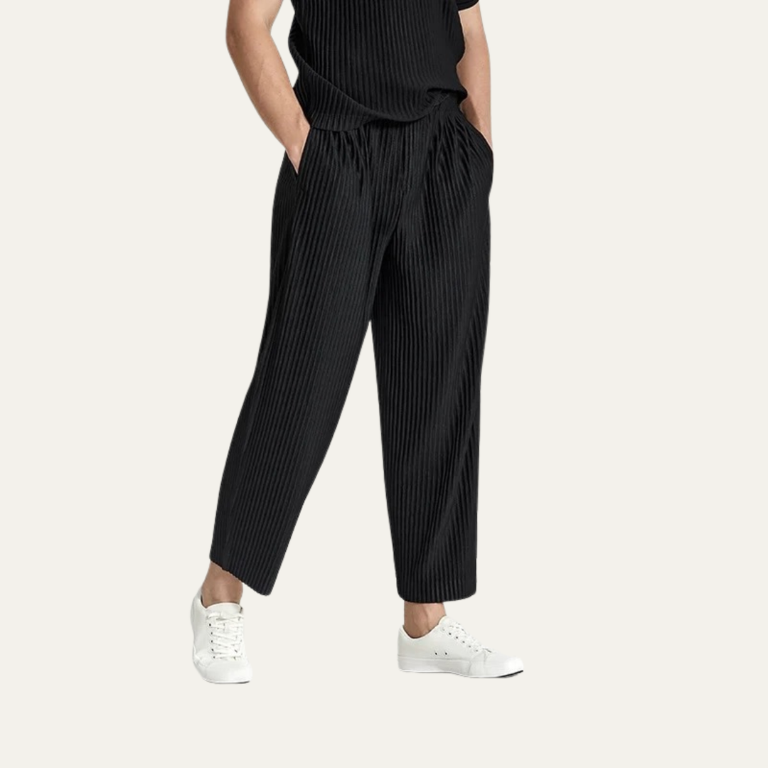 The Aldercrest Men’s Summer Pleated Ice Silk Straight Leg Pants