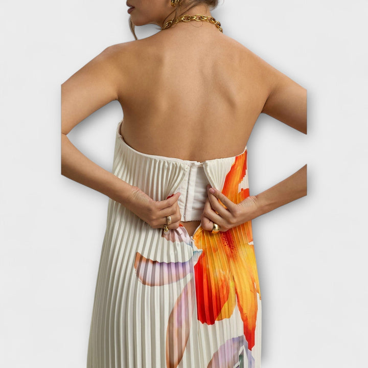 Michelle Orange Floral Maxi Dress for Special Occasions