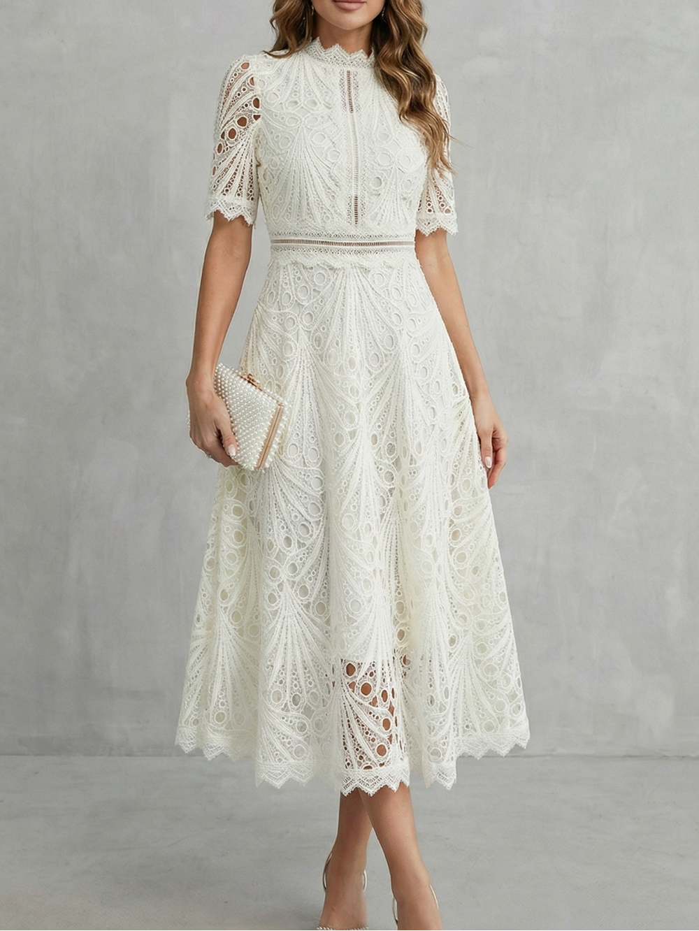 Lace | Floral Embroidered Midi Dress