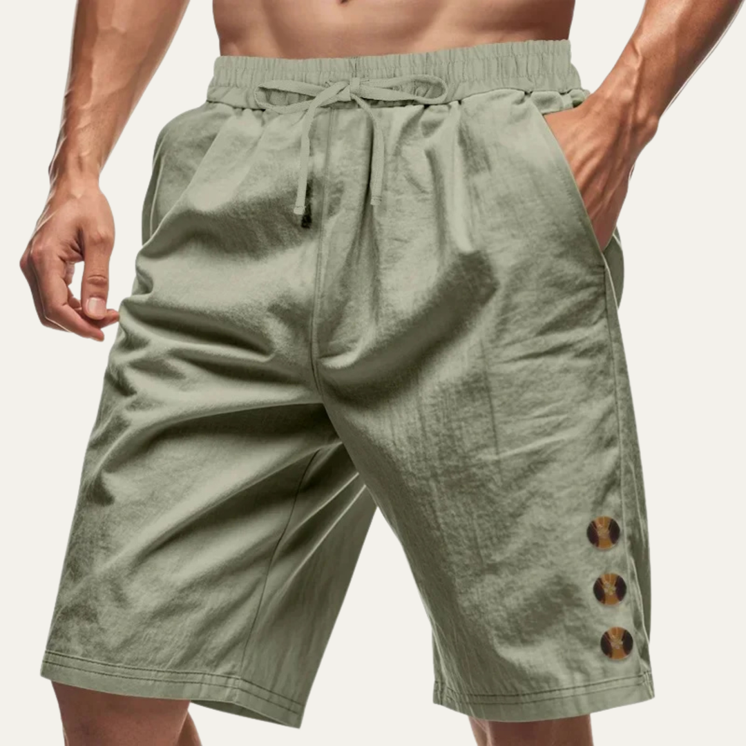 The Ashbury Men’s Casual Button Detail Drawstring Summer Shorts