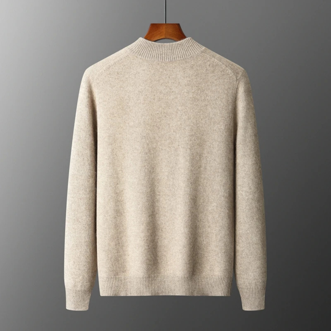 The Maplecrest Men's Merino  Mock Neck Cashmere Zip Up Cardigan