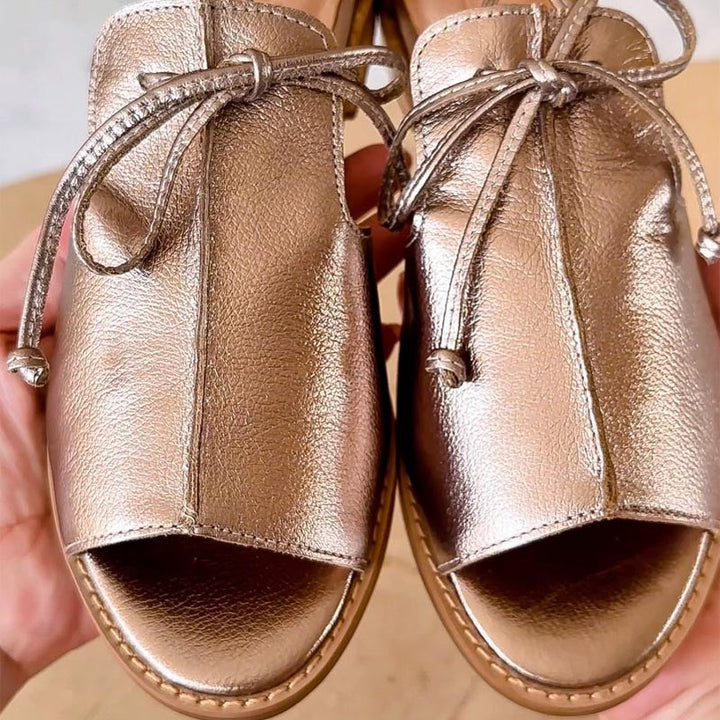 Margot | Metallic Tie-Front Comfort Sandals