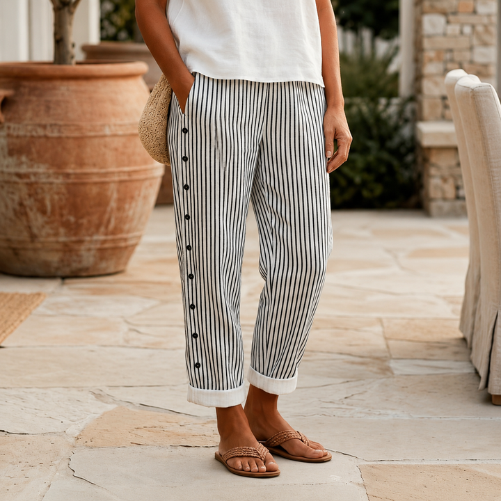Talia | Striped Drawstring Relaxed Pants