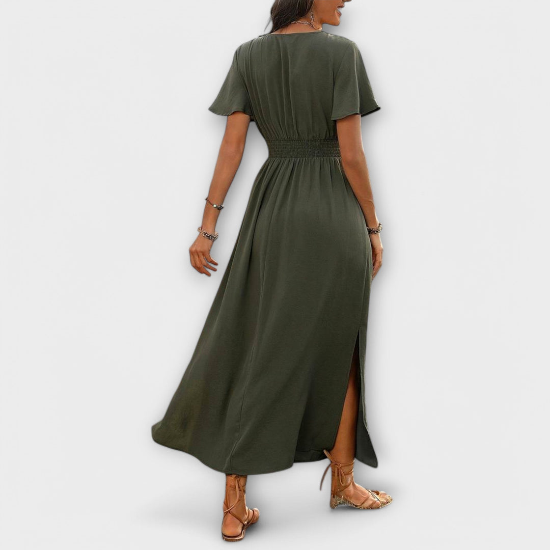 Heather - Boho V-Neck Long Sleeve Dress for Every Occasion