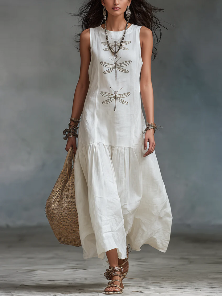 Lavinia | Sleeveless Embroidered Maxi Dress