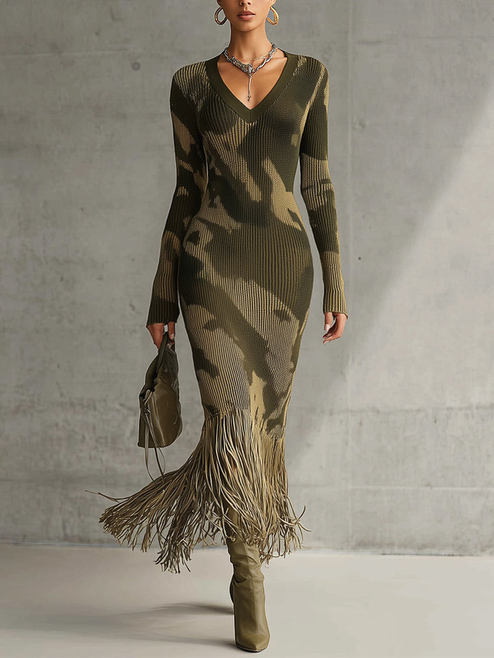 Rianna | Fringe Knit Midi Dress