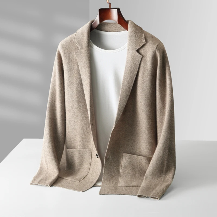 The Huntley Men's Soft Suit Collar Merino Wool Knit Cardigan