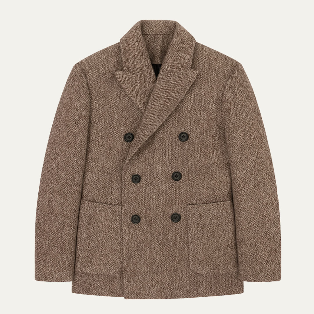 The Ashton Men's Vintage Wool Blend Double Breasted Tweed Winter Blazer
