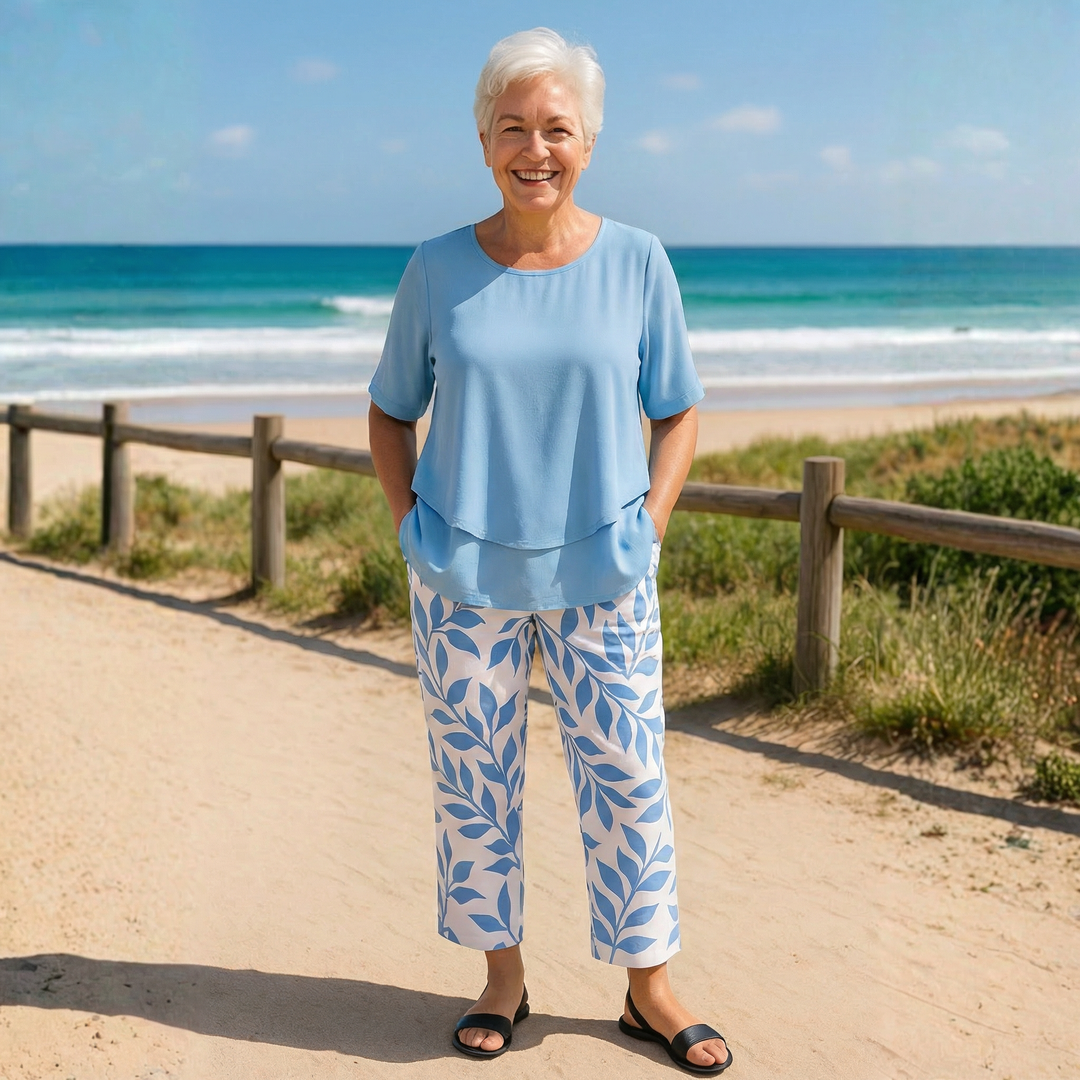 Adele | Layered Two-Piece Set with Printed Pants
