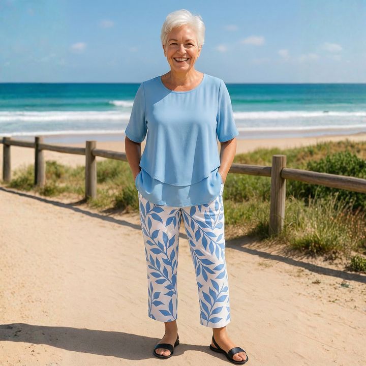 Adele | Layered Two-Piece Set with Printed Pants
