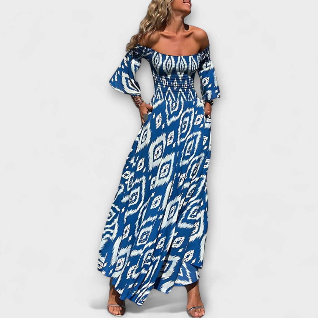 Ocean Floral Off-Shoulder Dress for Beach Days