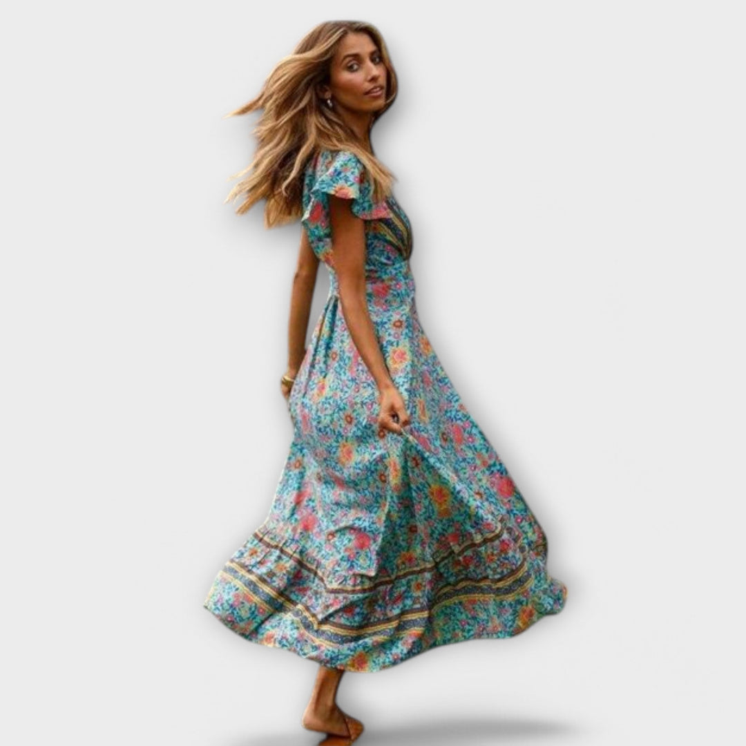 Shylin Boho Maxi Dress in Flowing Fabric for Any Occasion