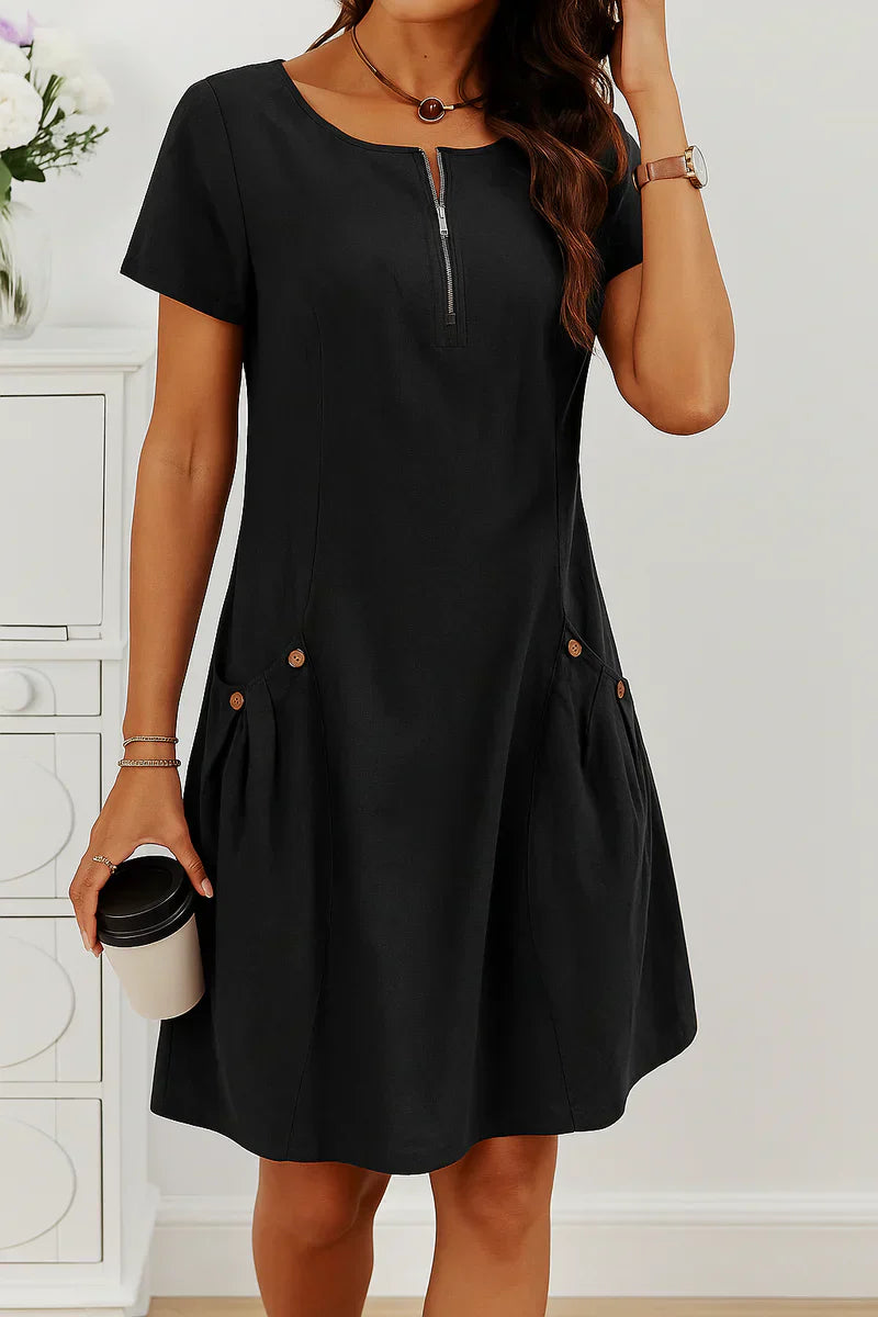 Lila | Pocket Midi Dress with Pleated Hem
