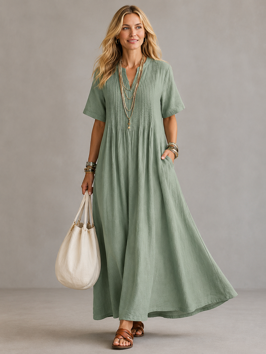 Luna | Flowing Pleated Maxi Dress