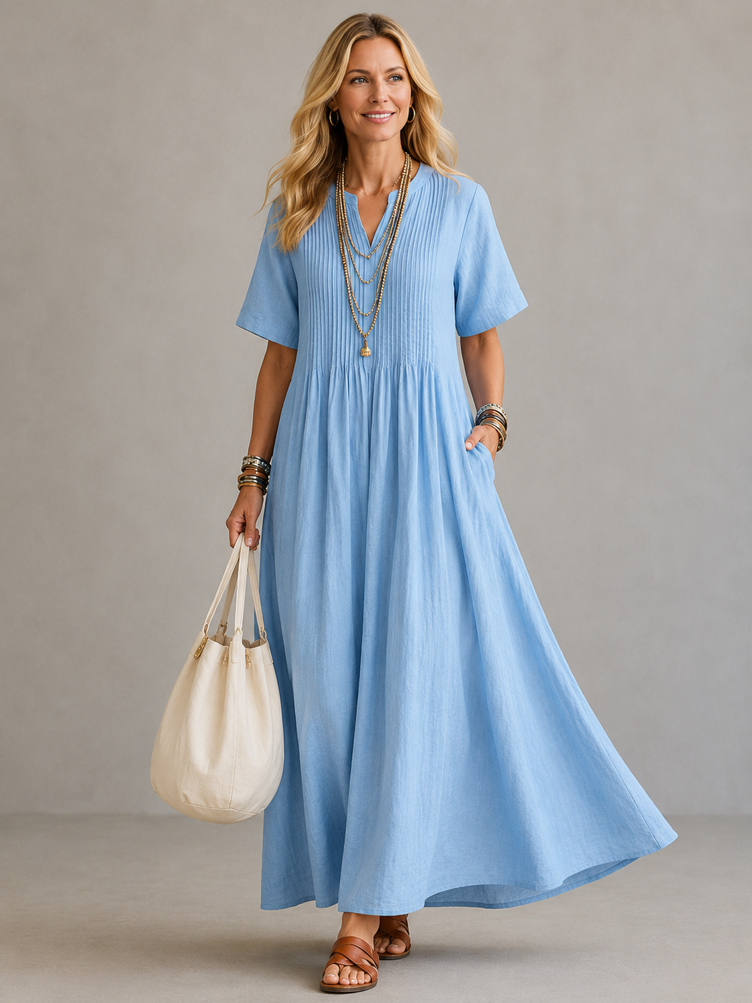 Zara | Flowing Pleated Maxi Dress
