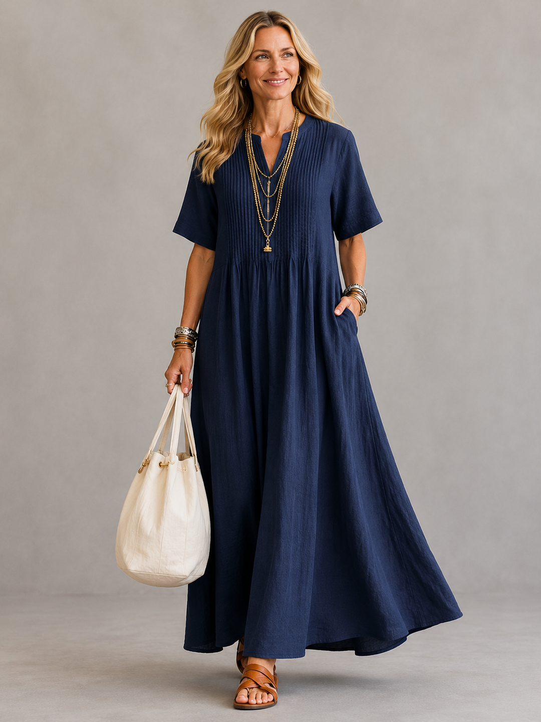 Luna | Flowing Pleated Maxi Dress
