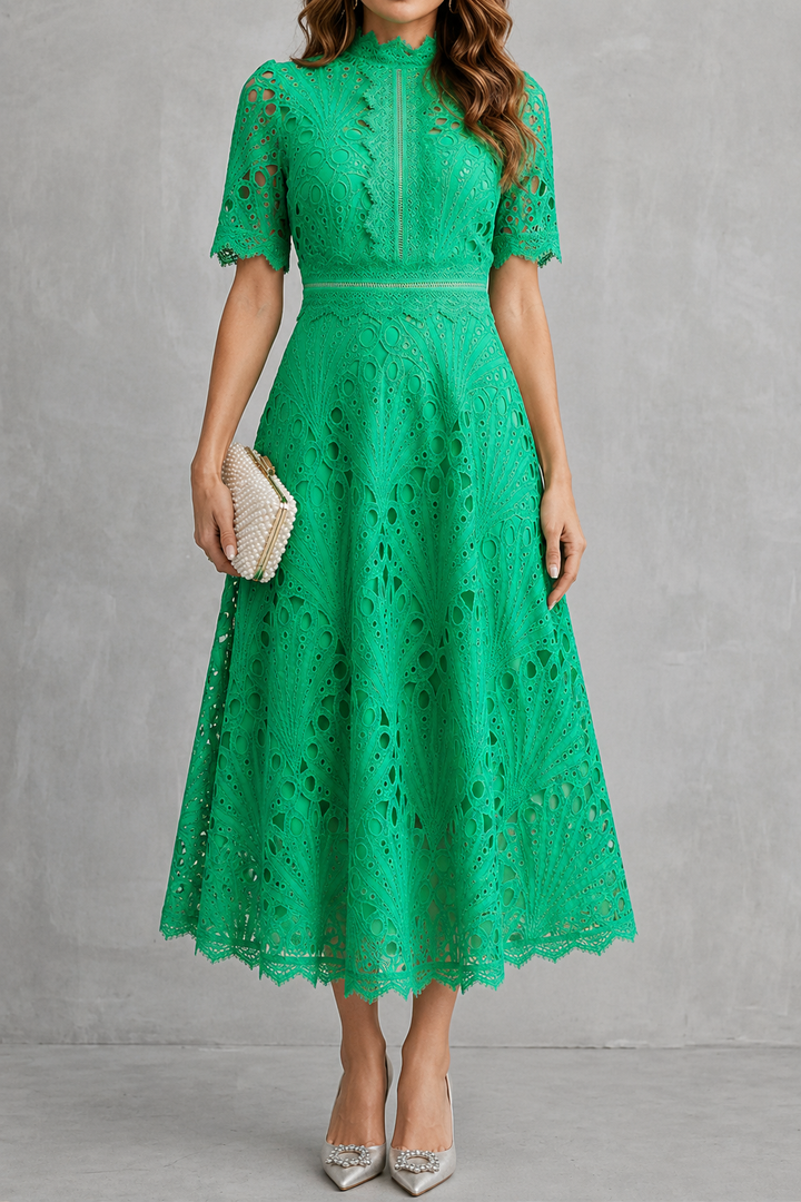 Lace | Floral Embroidered Midi Dress