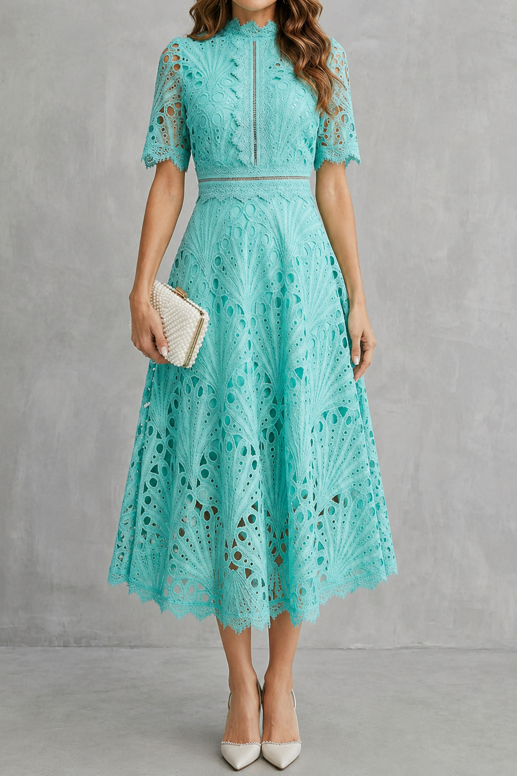 Lace | Floral Embroidered Midi Dress