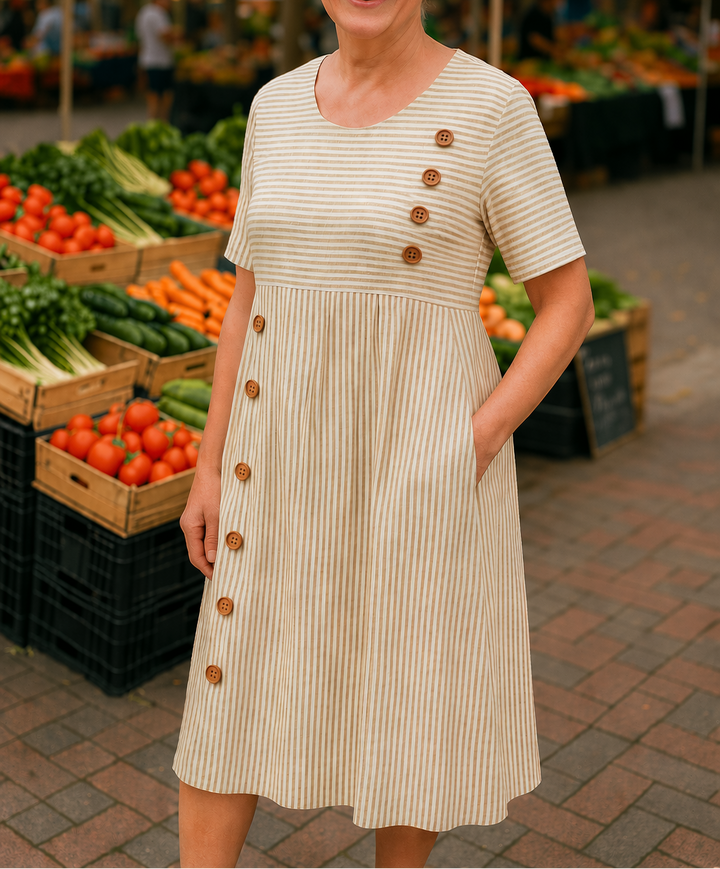 Brienne | Striped Button Midi Dress