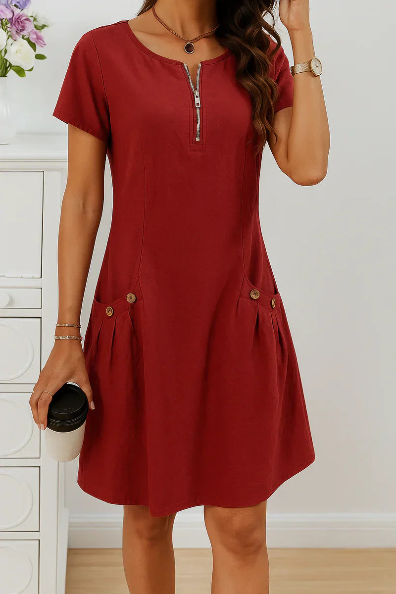 Lila | Pocket Midi Dress with Pleated Hem
