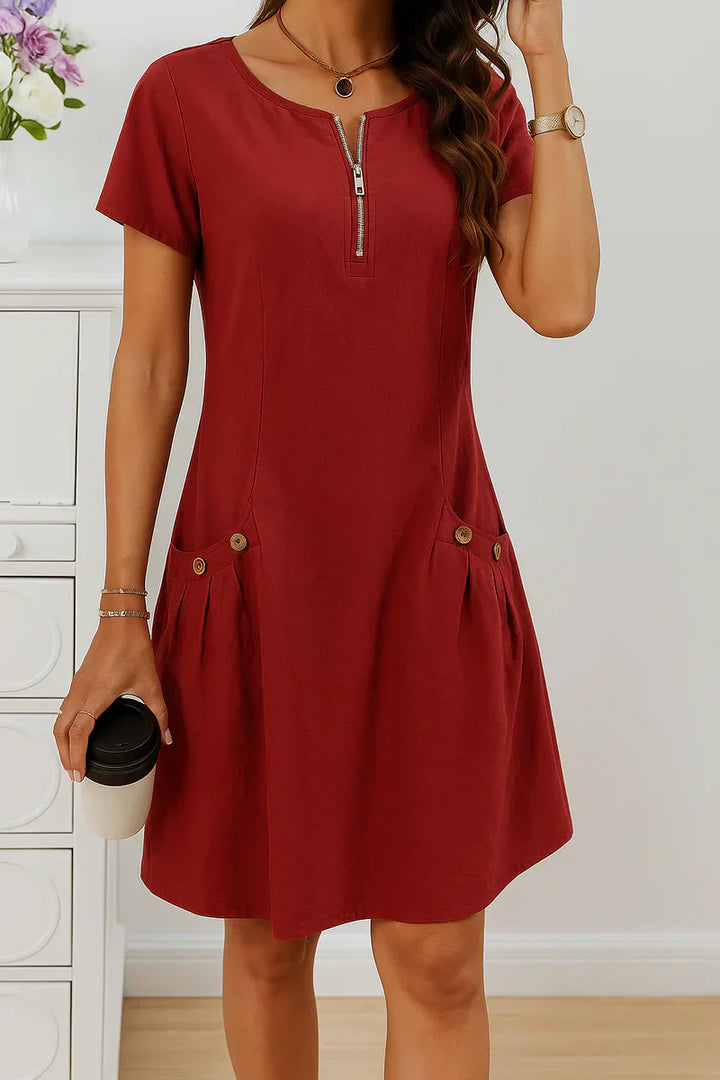 Lila | Pocket Midi Dress with Pleated Hem