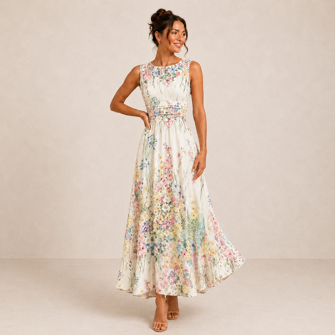 Aurelia | Floral Sleeveless Midi Dress