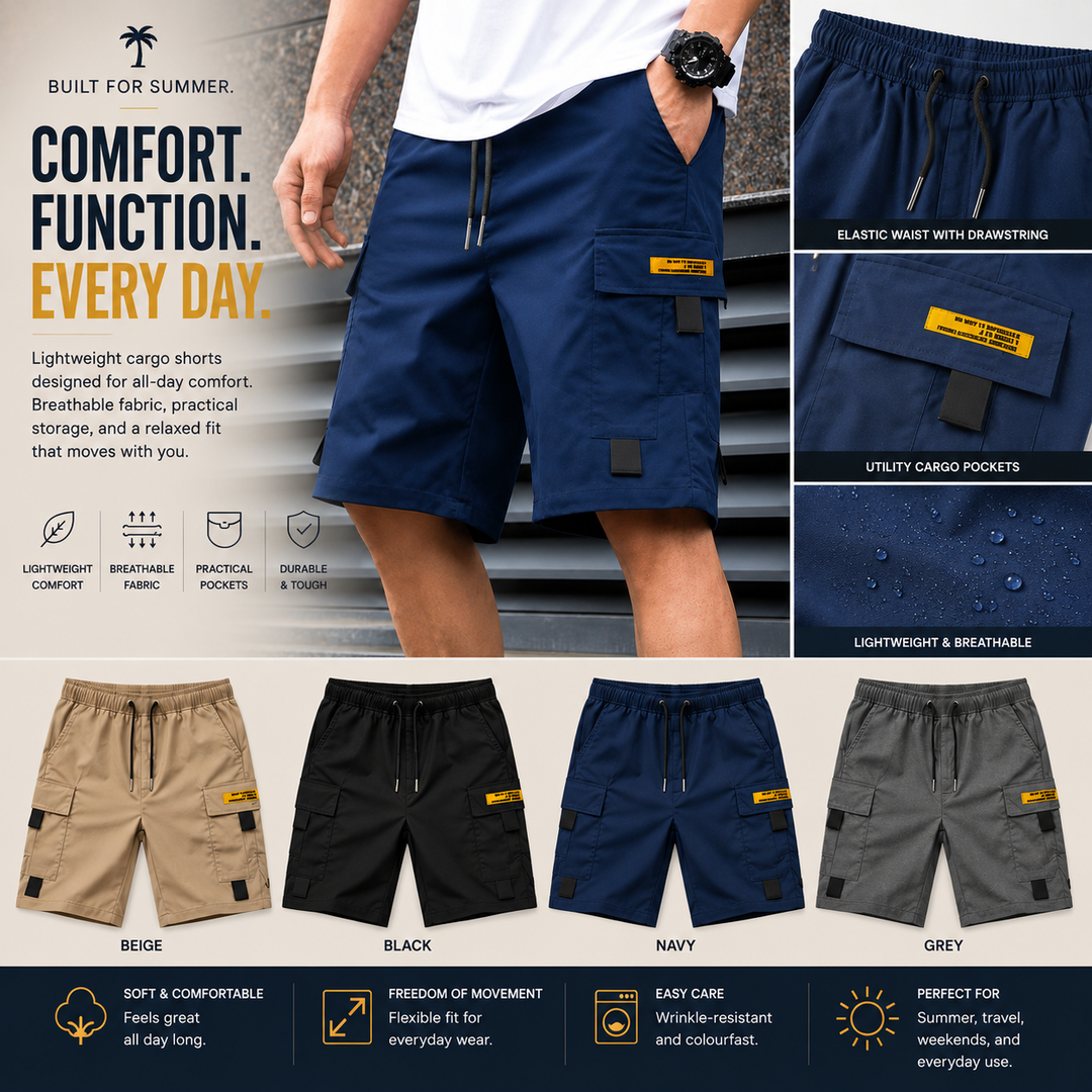 Norman - Casual Multi-Pocket Cargo Shorts