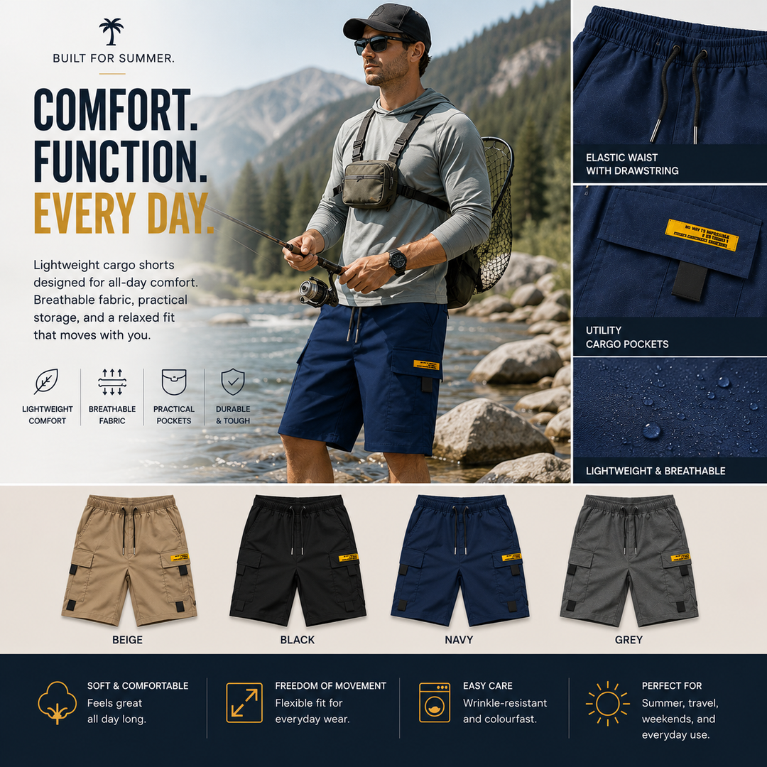 Norman - Casual Multi-Pocket Cargo Shorts