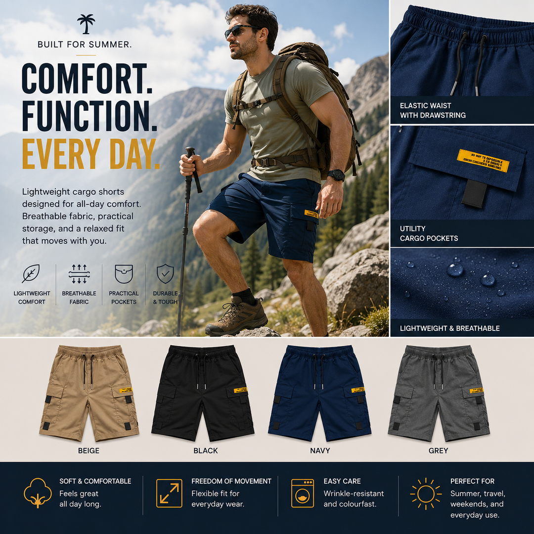 Norman - Casual Multi-Pocket Cargo Shorts