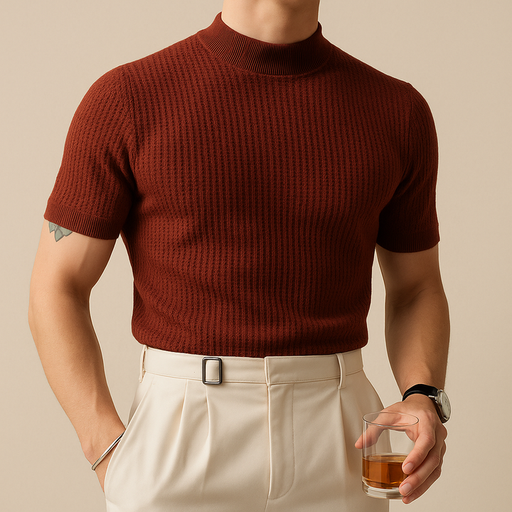David - Turtleneck Ribbed Knit Tee