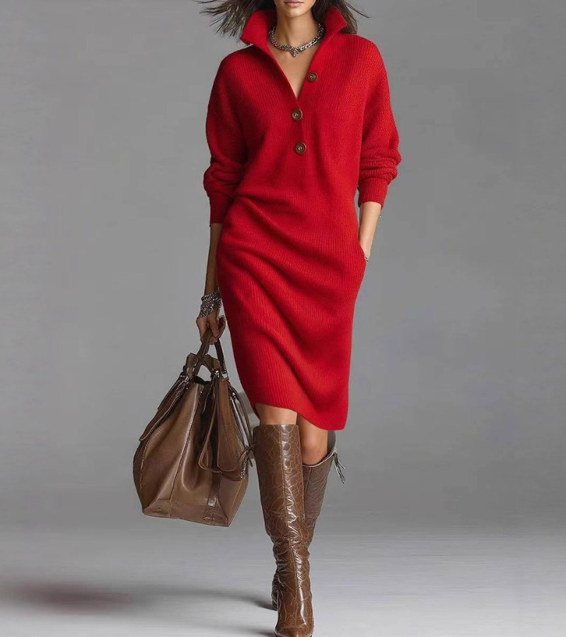 Evelyn | Collared Midi Shirt Dress