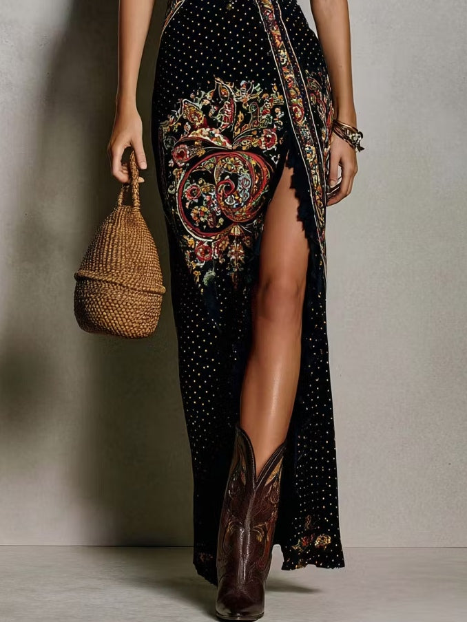 Juliette | Printed Maxi Dress with Side Slit