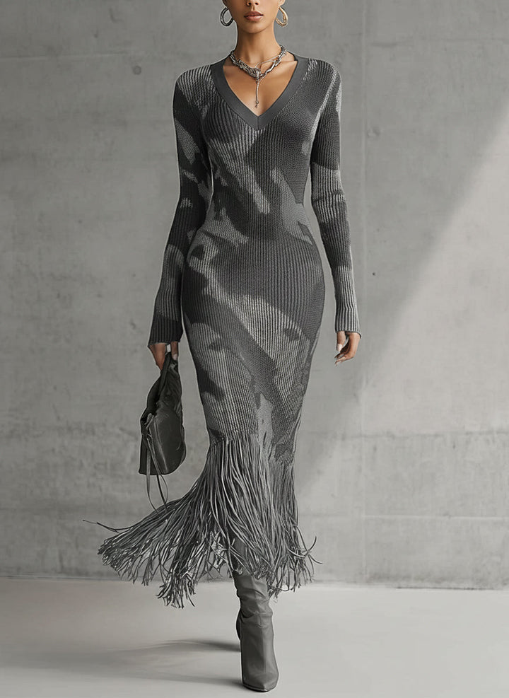 Rianna | Fringe Knit Midi Dress