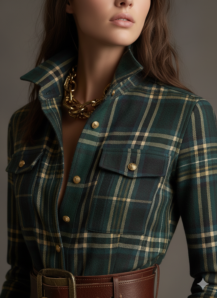 Ivy | Plaid Belted Maxi Shirt Dress