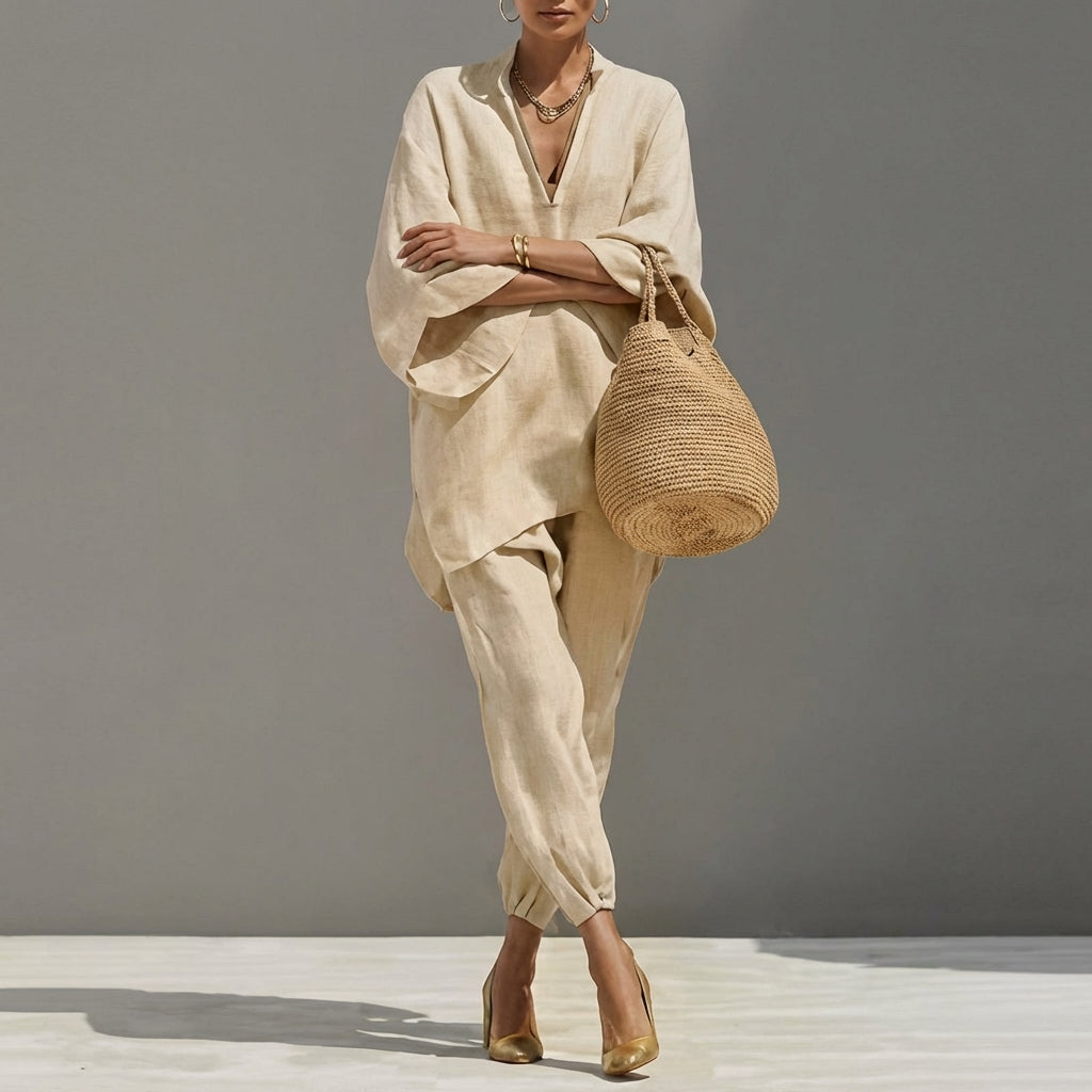 Phoebe | Relaxed V-Neck Two-Piece Set