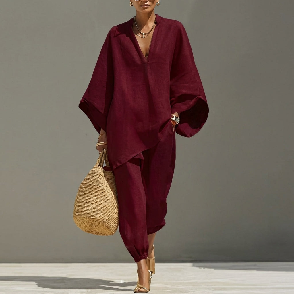 Phoebe | Relaxed V-Neck Two-Piece Set