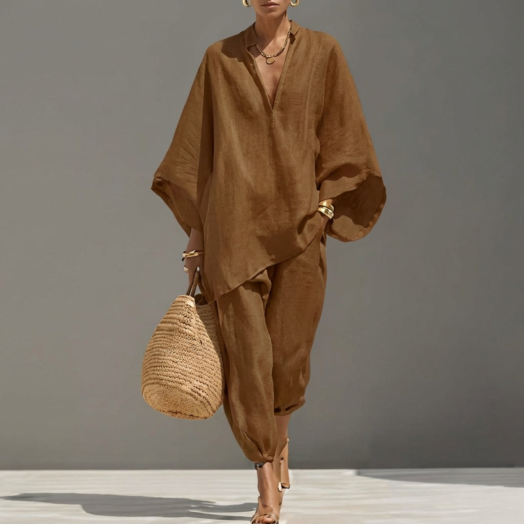 Phoebe | Relaxed V-Neck Two-Piece Set