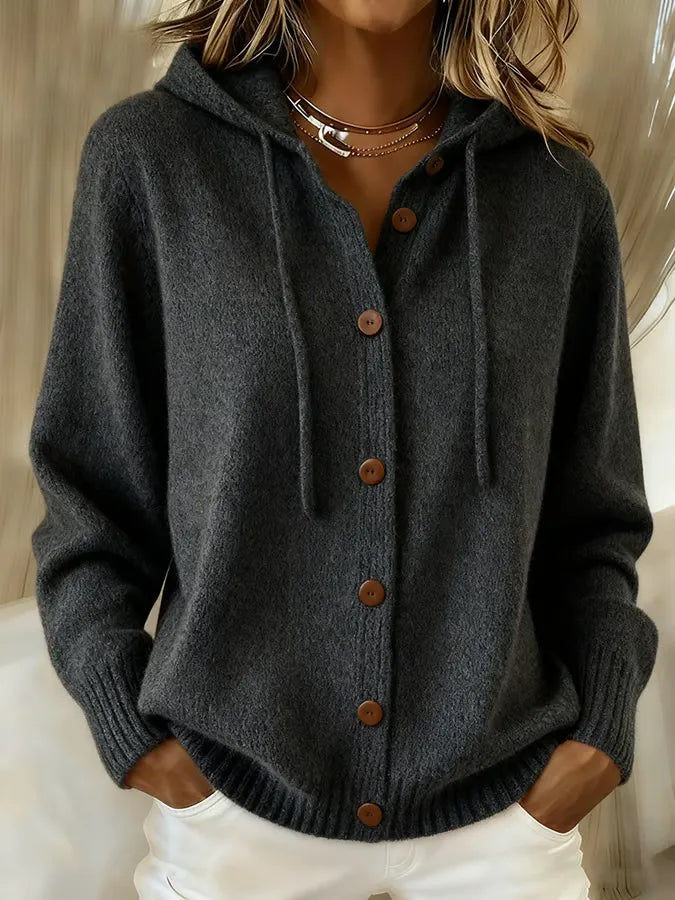 Lorayne | Button Front Hooded Cardigan