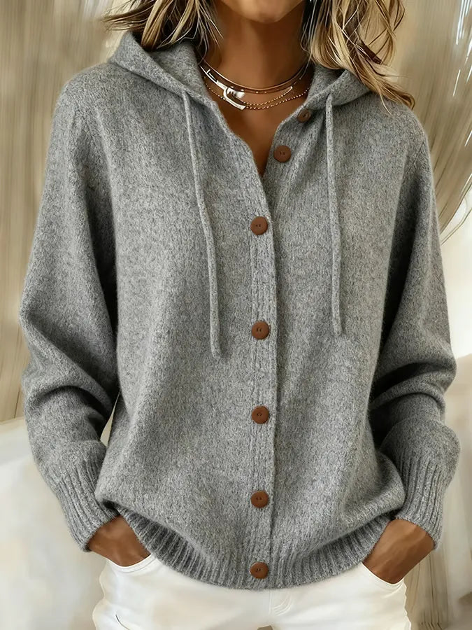 Lorayne | Button Front Hooded Cardigan
