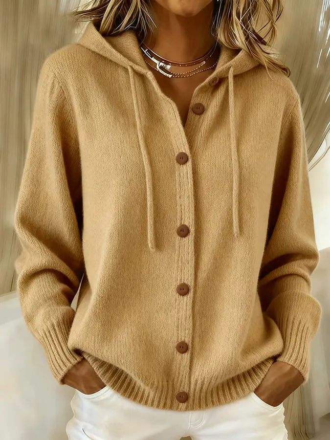 Lorayne | Button Front Hooded Cardigan