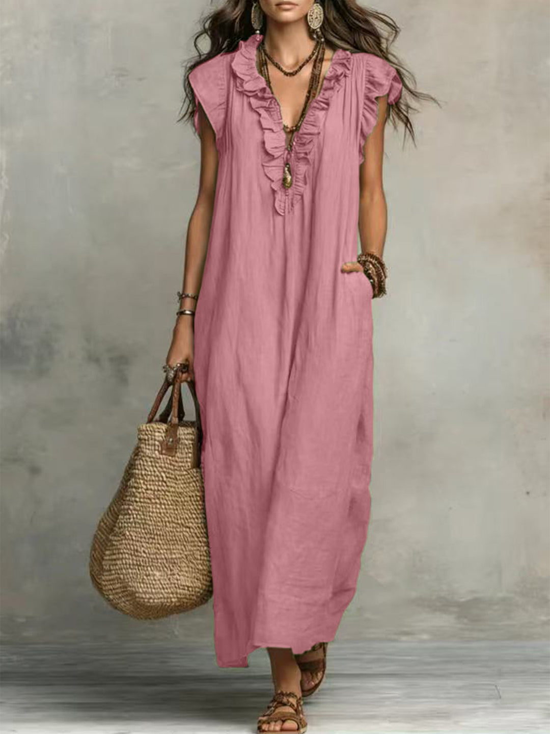 Rafaela | Ruffle V-Neck Maxi Dress