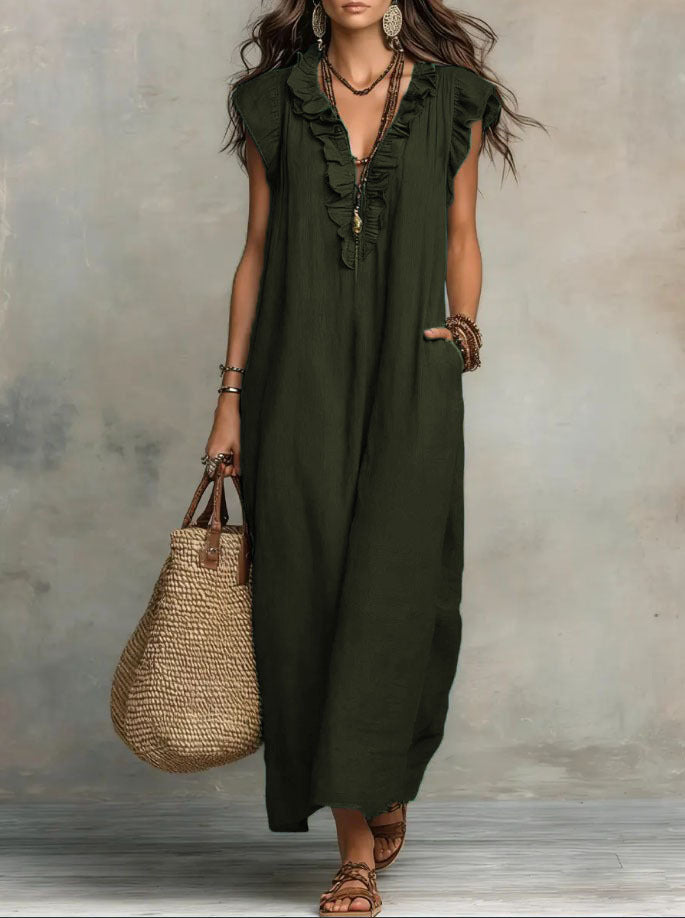 Rafaela | Ruffle V-Neck Maxi Dress