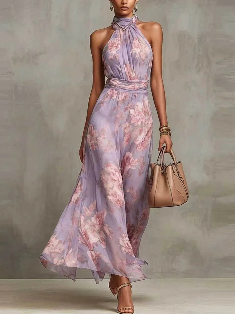 Serena | Floral Halter Maxi Dress