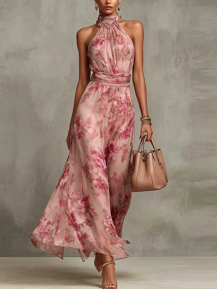 Serena | Floral Halter Maxi Dress