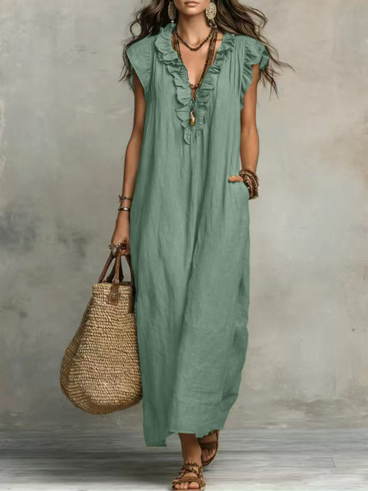 Rafaela | Ruffle V-Neck Maxi Dress