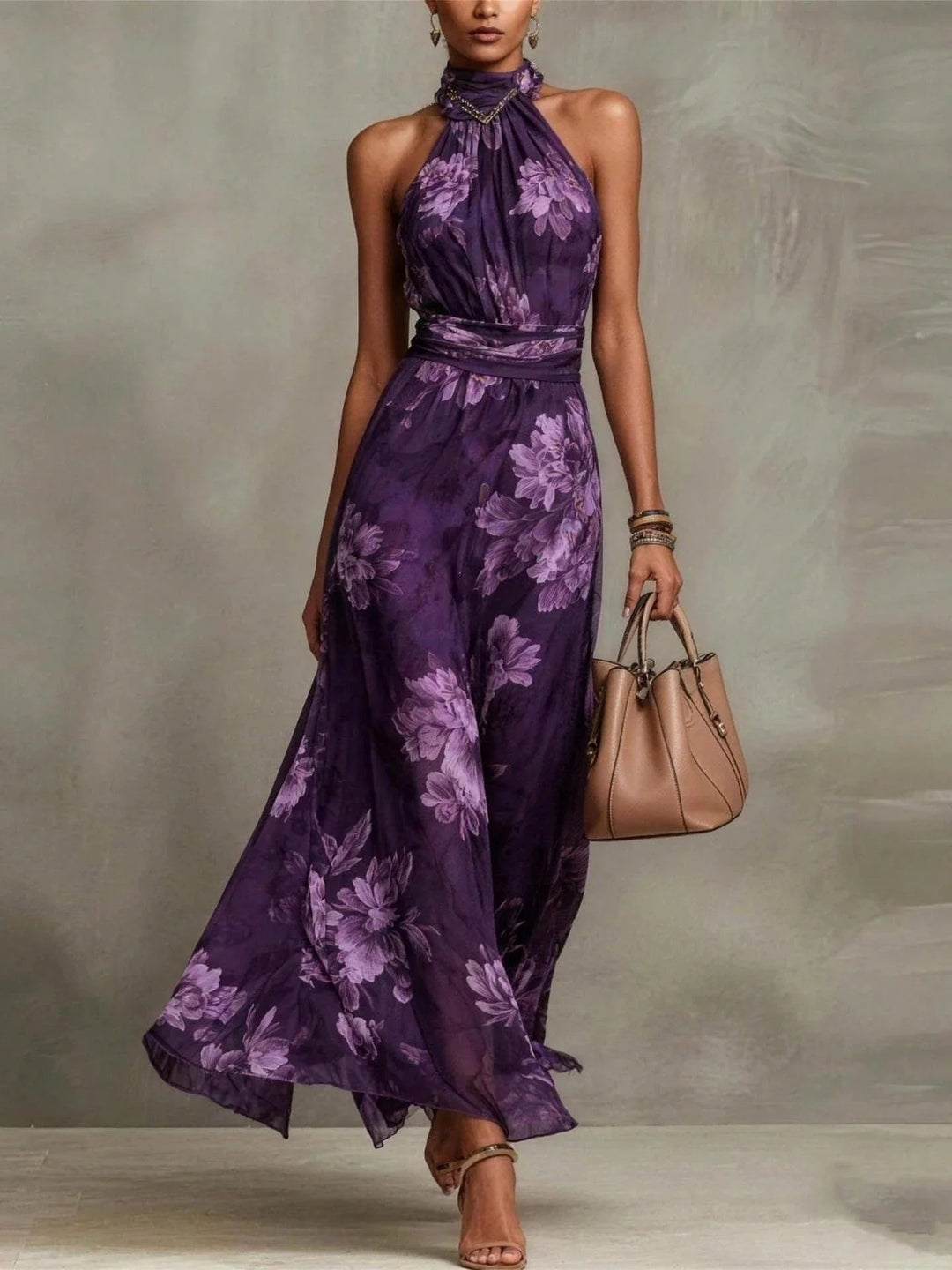 Serena | Floral Halter Maxi Dress
